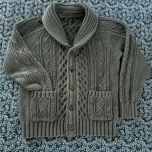 L.L. Bean Men’s Gray Cable Knit Cardigan